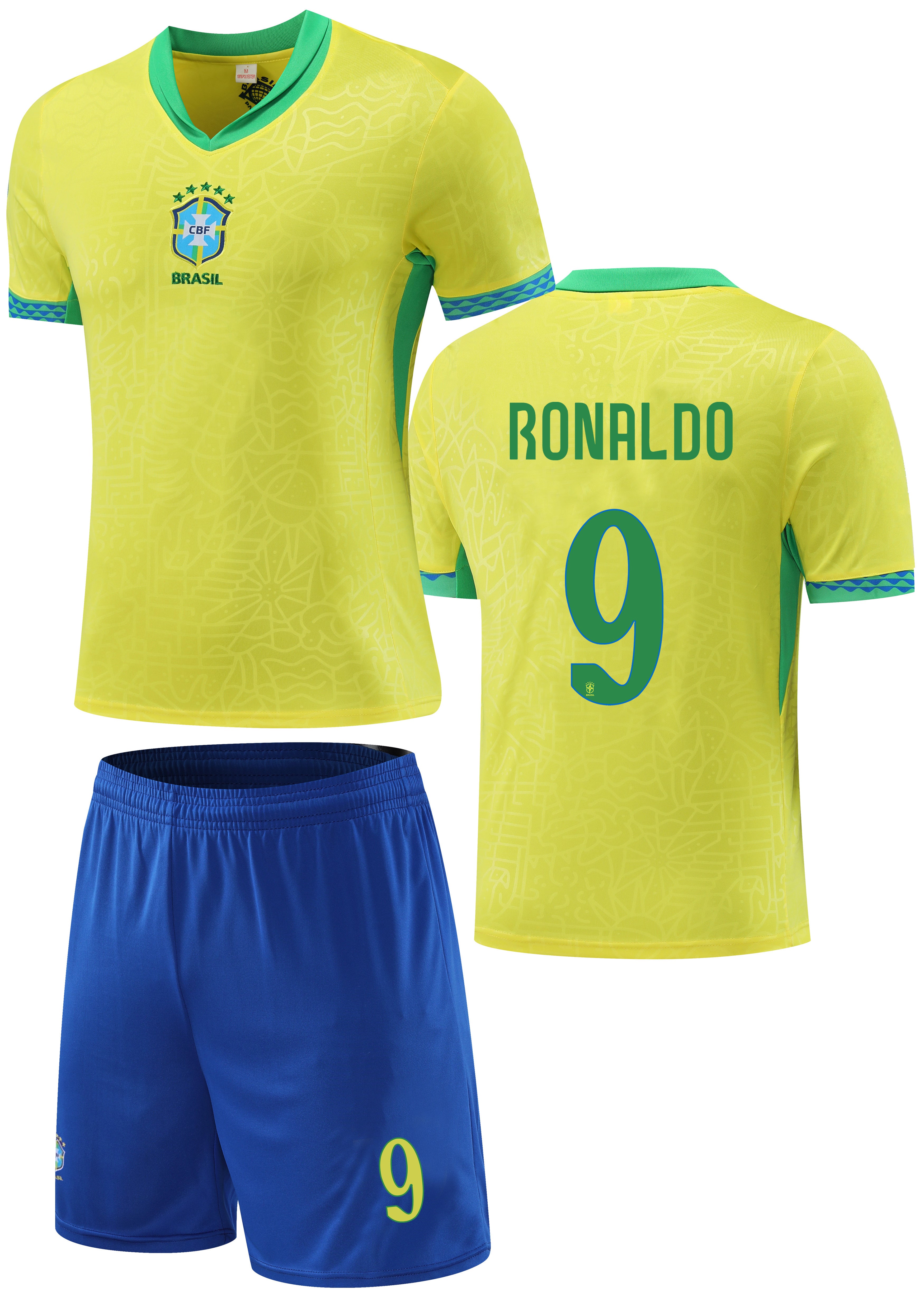 Football Jersey 24/26 Brasil Ronaldo home set #9 (Brazil jersey & shorts / Harmony day / Brasil shirt / Brasil jersey )