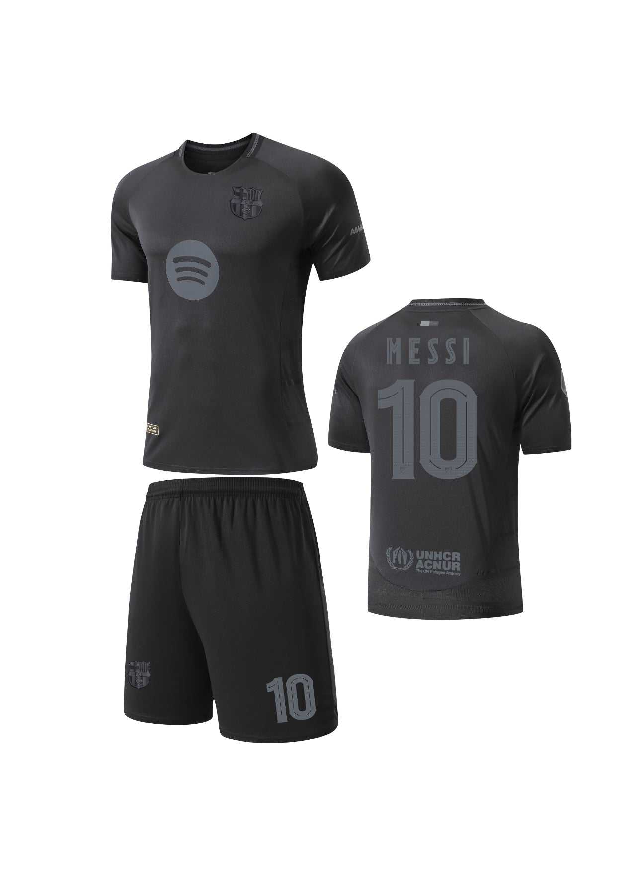 Football Jersey Barcelona fc  Black on black MESSI #10 2025-2026 (A grade quality soccer shirt and shorts / Barca limited edition )
