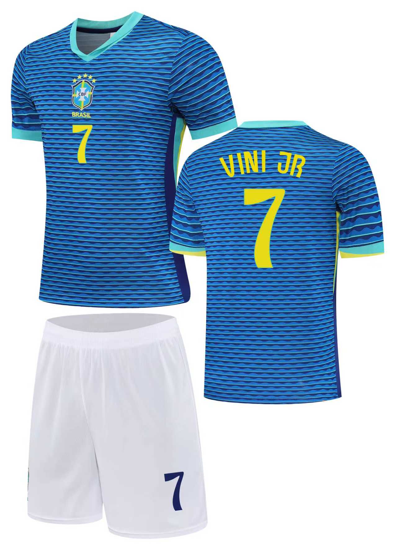 Football Jersey 24/26 Brasil VINI Jr  Away set #number 7# (Brazil jersey / Harmony day / Brasil shirt / Brasil jersey )
