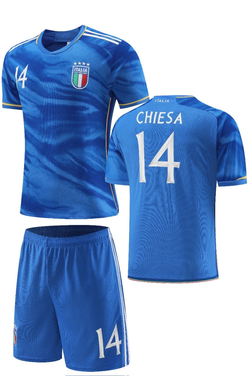 Football Jersey Italy Chiesa #14 home 2023/25 (soccer shirt and shorts / Harmony day / Italia shirt / country jersey /  BOOK WEEK )