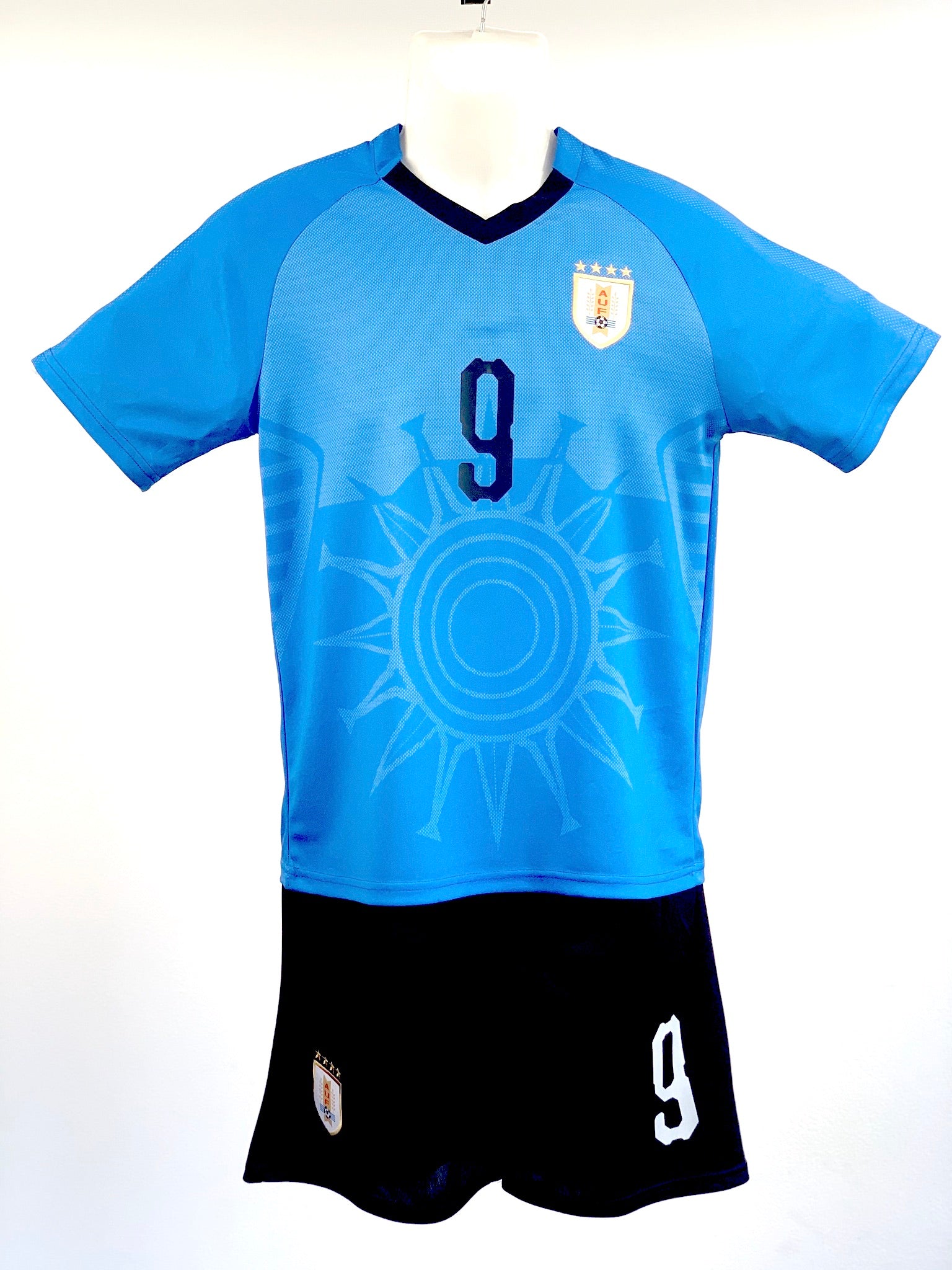 Football Jersey set Uruguay home Suarez number#9 ( soccer shirt / country jersey / football shirt / Uruguayan jersey / Uruguayan shirt / Suarez shirt)