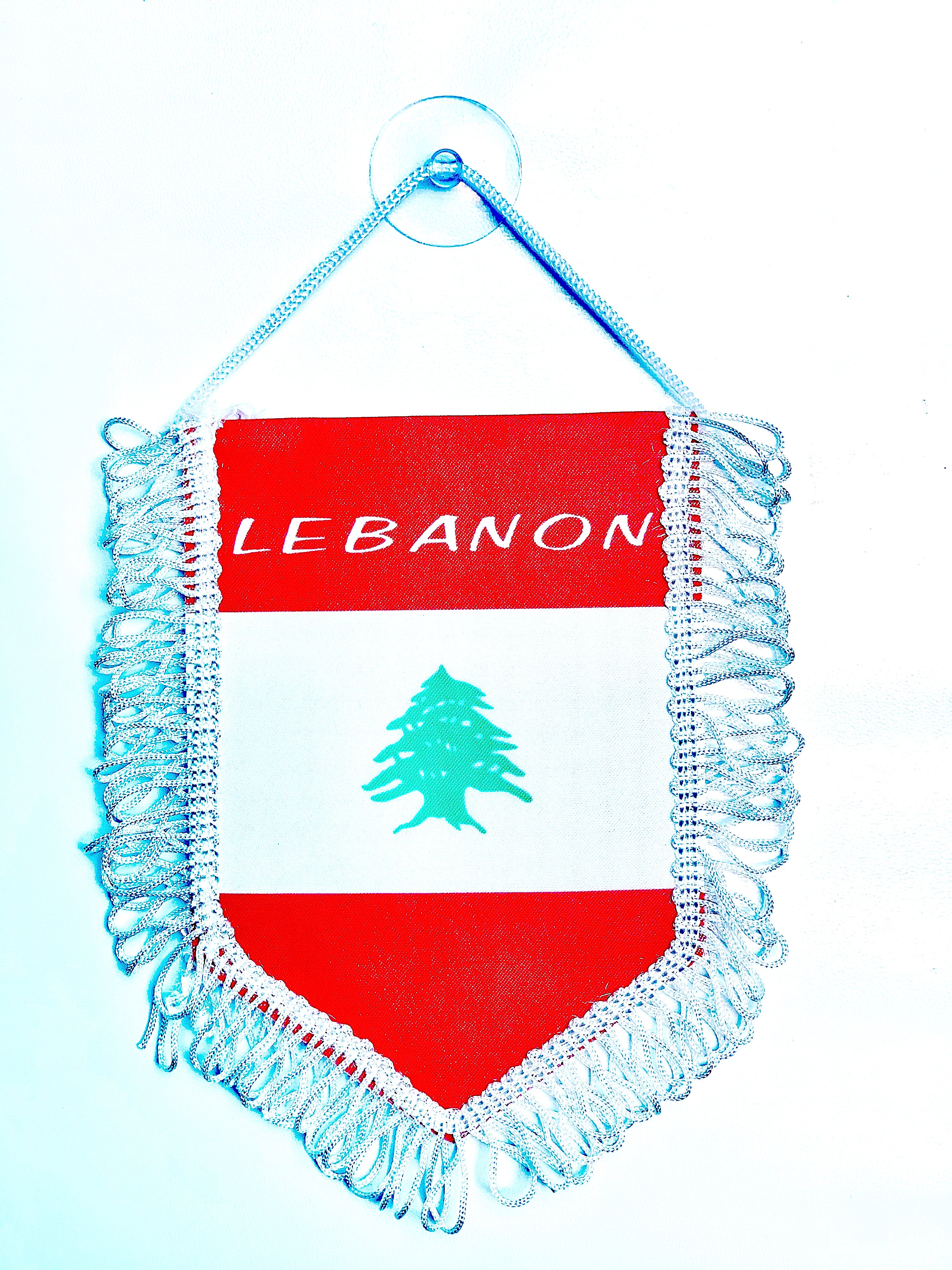 small car flag Lebanon ( Lebanese banner / small banner / car banner / car accessory / small hanging flag / small pendant / country banner)