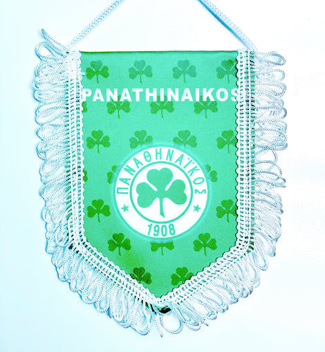 small car flag Panathiniakos ( small banner / car banner / car accessory / small hanging flag / small pendant / team banner)